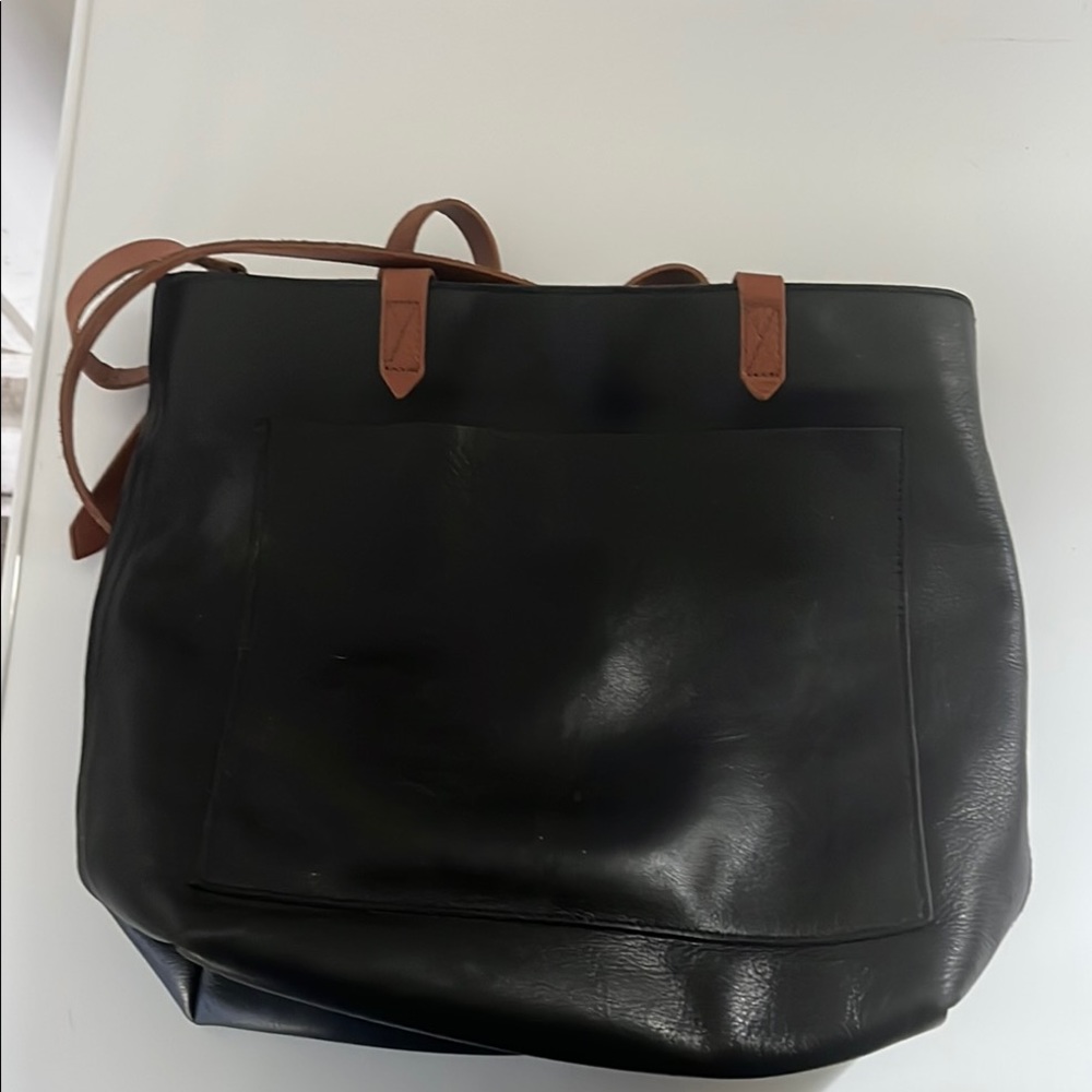 Black Leather Tote Bag